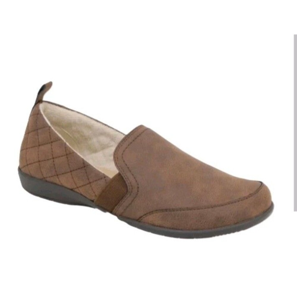 New In Box JSport Womens 6.5 Brown Faux Leather Lisa Slide On Memory Foam Shoes